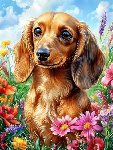 مجموعة لوحات فنية ماسية 5D Dachshund Diamond مقاس 12 × 16 بوصة للبالغين والمبتدئين - أعمال فنية ذاتية الصنع للاسترخاء وديكور جدار المنزل 1 in Saudi Arabia