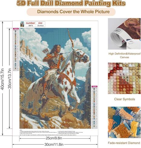 CEOVR Native American Man Diamond Art Kits for Adults, Native American Diamond Painting Dots 5D DIY Full Drill Gem Art, Wall Decor for Home Office 12x16in in Saudi Arabia