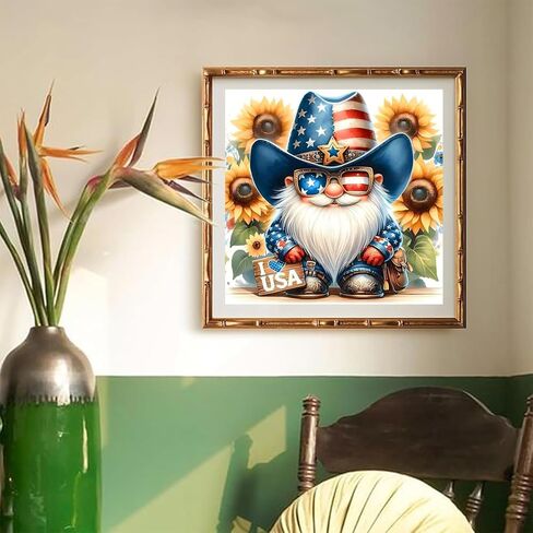 KTHOFCY 5D DIY Diamond Painting Kits for Adults, US Flage Independence Day Gnome Full Drill Embroidery Cross Stitch Crystal Rhinestone Paintings Pictures Arts Wall Decor Painting Dots Kits 11.8X11.8in in Saudi Arabia