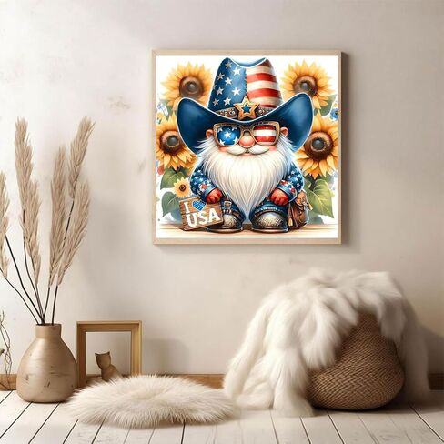 KTHOFCY 5D DIY Diamond Painting Kits for Adults, US Flage Independence Day Gnome Full Drill Embroidery Cross Stitch Crystal Rhinestone Paintings Pictures Arts Wall Decor Painting Dots Kits 11.8X11.8in in Saudi Arabia