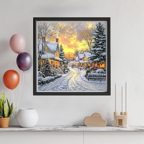 مجموعات الفن الماسي 5D للبالغين - مجموعات طلاء الماس لعيد الميلاد DIY، مثقاب دائري كامل - حرفة التطريز الكريستالي المتقاطع لتزيين الحائط هدايا عيد الميلاد - 12 × 12 بوصة A518 in Saudi Arabia