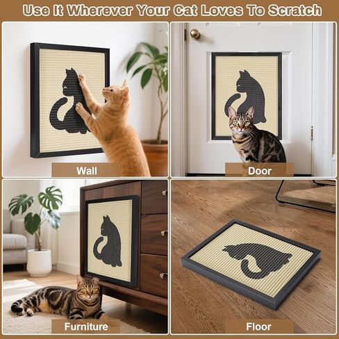خدش القطط السيزال من Ownpets، خدش مثبت على الحائط للقطط، وسادة خدش لطيفة للقطط الداخلية، مع إطار لوحة خدش فنية مزخرفة لحماية الأثاث in Kuwait