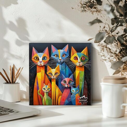 PICKFORU Geometric Art Cat Jigsaw Puzzles 1000 Pieces, Gradient Animal Puzzles for Adults, Impossible Hard Unique Kitten Puzzle in Saudi Arabia
