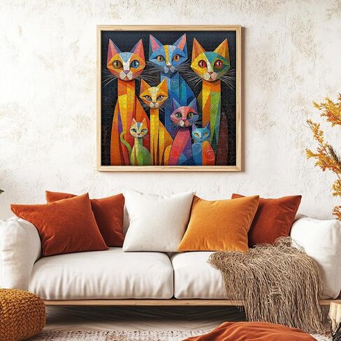 PICKFORU Geometric Art Cat Jigsaw Puzzles 1000 Pieces, Gradient Animal Puzzles for Adults, Impossible Hard Unique Kitten Puzzle in Saudi Arabia