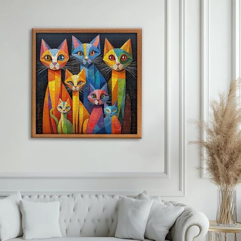 PICKFORU Geometric Art Cat Jigsaw Puzzles 1000 Pieces, Gradient Animal Puzzles for Adults, Impossible Hard Unique Kitten Puzzle in Saudi Arabia