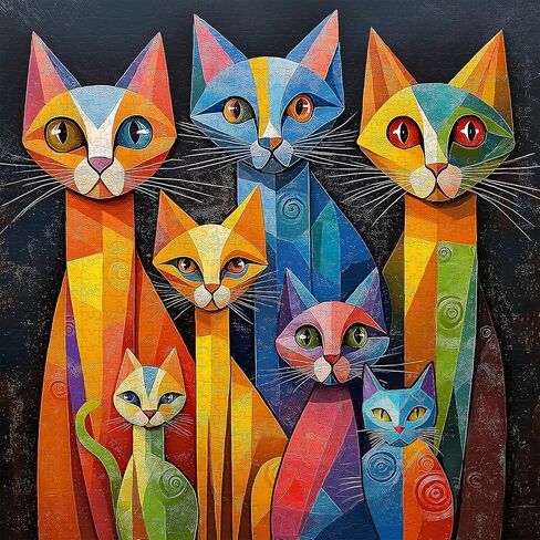 PICKFORU Geometric Art Cat Jigsaw Puzzles 1000 Pieces, Gradient Animal Puzzles for Adults, Impossible Hard Unique Kitten Puzzle in Saudi Arabia
