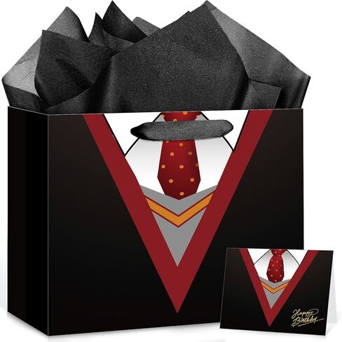 Large Wizard School Gift Bag with Wrapping Paper and Card Magical Wizard Birthday Bag with Handles Tie Necktie Birthday Baby Shower Paper Bags for Girls Boys Halloween Party Supplies Decorations in Saudi Arabia