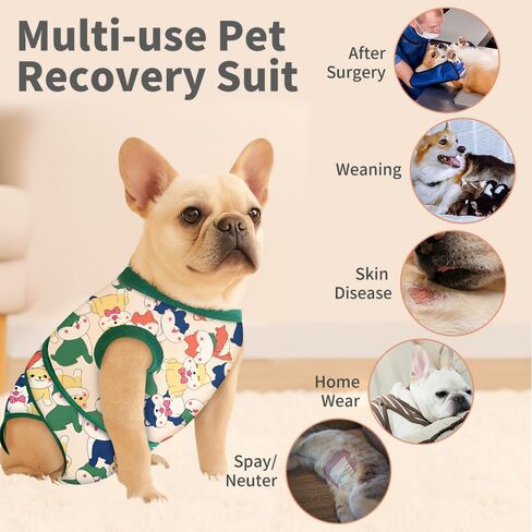 Surgery Recovery Suit for Female/Male Dog After Spay/Neuter, Soft Bandana Set Included, E-Collar Cone Alternative to Stop Licking Abdominal Wounds, Small Dogs Full Body Onesies, Medical Pet Bodysuit in Saudi Arabia