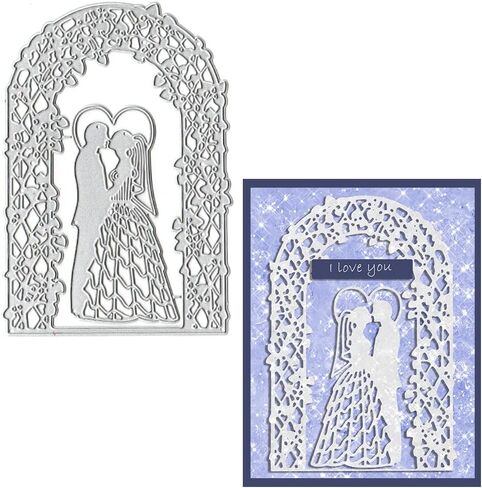 Wedding Frame Cutting Dies Couple Background Die Cuts for Card Making, Wedding Card Die Cut Embossing Stencil Template Tool for DIY Scrapbooking Photo Album Card Craft Decoration Supplies in Saudi Arabia