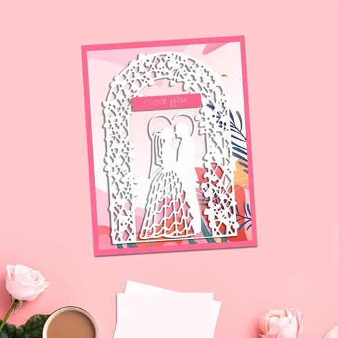 Wedding Frame Cutting Dies Couple Background Die Cuts for Card Making, Wedding Card Die Cut Embossing Stencil Template Tool for DIY Scrapbooking Photo Album Card Craft Decoration Supplies in Saudi Arabia