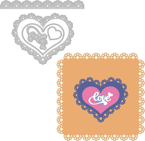 2Pcs Valentine's Day Themed Carbon Steel Cutting Dies Stencils, Heart Flower Pattern Cutting Die for DIY Scrapbooking Photo Album Decorative Embossing Paper Card,10~13.4x14~8.3x0.08cm in Saudi Arabia
