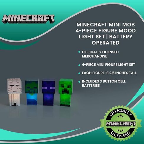 Minecraft Mini Mob 4-Piece Figure Mood Light Set | Battery Operated LED Lights in Saudi Arabia
