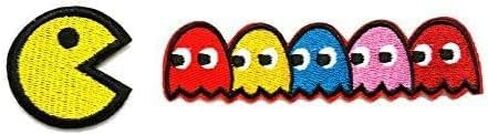 Arcade Game Iconic Video Game Ghosts Patches Blinky Pinky Inky Clyde Embroidered Iron On/Sew On Patch for hat, Jackets, Clothes, Backpacks, 1" & 4" x 1" in Kuwait