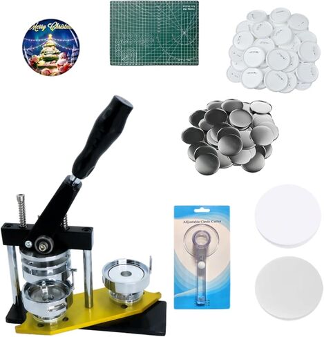 Button Maker Machine, 58mm/2.25 inch Pin Button Badge Maker,Interchangeable Button-Models Press Machine Kit with 300 Sets Buttons-Part Supplies & Circle Cutter & Cutting Mat in Saudi Arabia