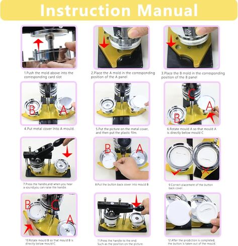 Button Maker Machine, 58mm/2.25 inch Pin Button Badge Maker,Interchangeable Button-Models Press Machine Kit with 300 Sets Buttons-Part Supplies & Circle Cutter & Cutting Mat in Saudi Arabia