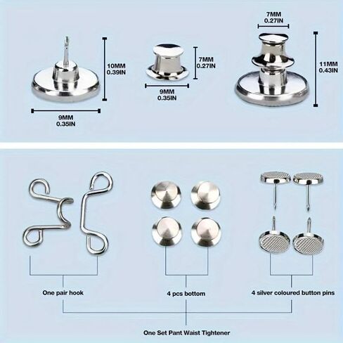 8pcs Adjustable Waist Tighteners - Elegant & Simple Metal Jean Button Pins, No-Sew Instant Fit Enhancers in Saudi Arabia