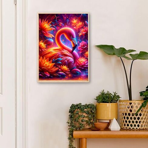 مجموعات الرسم الماسي GAIETY للبالغين، مجموعة فنية ماسية على شكل جمجمة الطيور الطنانة والسلحفاة الماسية، 5D DIY حفر كامل مستدير من حجر الراين للديكور المنزلي هدية عيد الهالوين (فلامنغو حالمة) in Kuwait