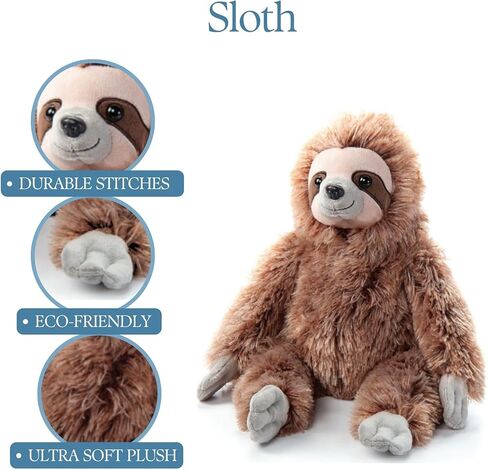 The Petting Zoo Sloth Stuffed Animal Plushie, Gifts for Kids, Wild Onez Wildlife Animals, Brown Sloth Plush Toy 9 inches in Saudi Arabia