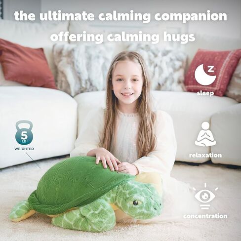 IKASA 5 lbs Weighted Stuffed Animal Sea Turtle Plush Toy,24 inches Giant Large Big Jumbo Soft Toys, Huge Size Cute Fluffy Heavy Fat Oversized Plushie,Gifts for Kids Girls Boys in Saudi Arabia