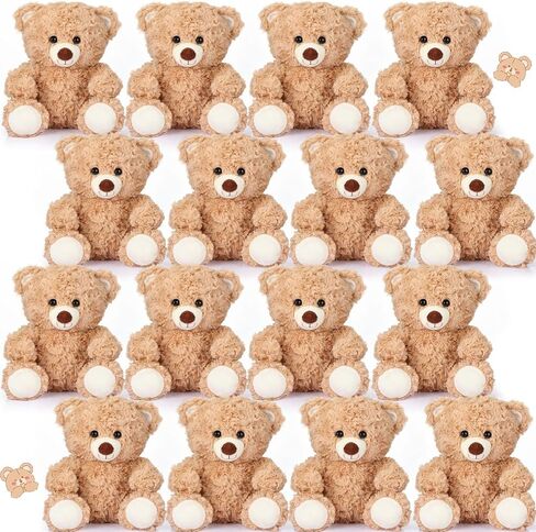 16 Pieces 8 Inch Bear Stuffed Animal Bulk for Soft Stuffed Bear Plush Toys Party Favors Animal Decorations for Birthday Baby Shower Valentine's Day Party Gifts Supplies in Saudi Arabia