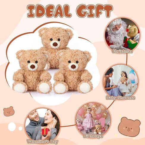 16 Pieces 8 Inch Bear Stuffed Animal Bulk for Soft Stuffed Bear Plush Toys Party Favors Animal Decorations for Birthday Baby Shower Valentine's Day Party Gifts Supplies in Saudi Arabia