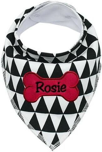 Personalized Embroidered Pet Dog Collar Scarf Bandana for Dogs - Fits up to 16" Necks (RED & White DOT) in Saudi Arabia