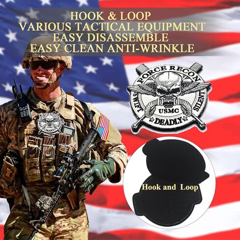 2PCS America Marine Corps Skull Patches Embroidered Tactical Morale Patch Hook and Loop Applique Fastener in Kuwait