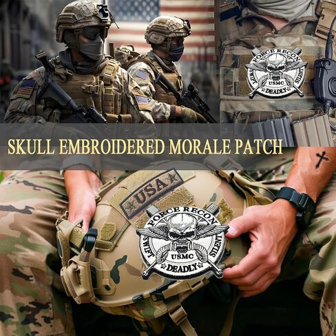 2PCS America Marine Corps Skull Patches Embroidered Tactical Morale Patch Hook and Loop Applique Fastener in Kuwait