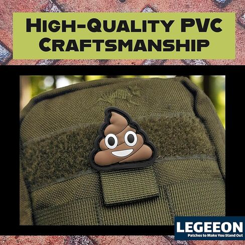 Smiling Poop PVC Morale Patch – Small Funny Cat Eye Patch for Backpacks, Gear & Vests – Hook & Loop Backing (1 × 1 Inch) in Saudi Arabia