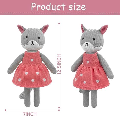 Knitted Cat Stuffed Animal,11 Inch Stuffed Animal Plush Cat Cute Animal Cat Toy for Kids,Soft Cat Toy Plush Knitte Stuff Animal Birthday in Saudi Arabia