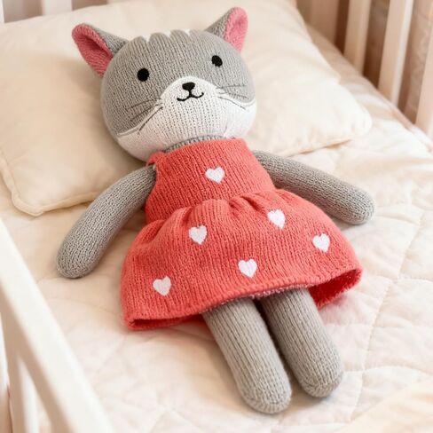 Knitted Cat Stuffed Animal,11 Inch Stuffed Animal Plush Cat Cute Animal Cat Toy for Kids,Soft Cat Toy Plush Knitte Stuff Animal Birthday in Saudi Arabia