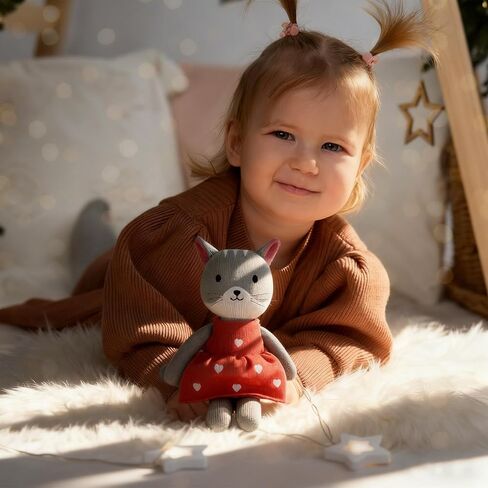 Knitted Cat Stuffed Animal,11 Inch Stuffed Animal Plush Cat Cute Animal Cat Toy for Kids,Soft Cat Toy Plush Knitte Stuff Animal Birthday in Saudi Arabia