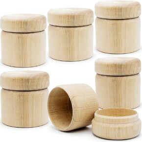 DIY Wedding Ring Box Set 6 pcs - Unfinished 2x2-inch Mini Round Wooden Boxes - Perfect Proposal and Engagement Ring Storage - Create Your Own Blank Wooden Jewelry Trinket Boxes