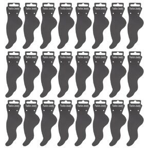 Anklet Display Paper Card Set, 100pcs Black Blank Cardboard Jewelry Holder 6x2 Feet Shape Hanger Tags for Home Business Store