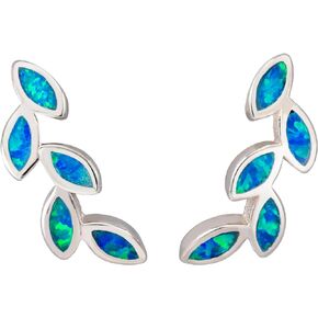 925 Sterling Silver Blue Opal Maile Lead Stud Earrings, Nickel Free Hypoallergenic for Sensitive Skin, Gift Box Included