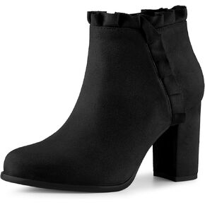 Perphy Round Toe Ruffle Ankle Boots Chunky Heel Boots for Women in Kuwait