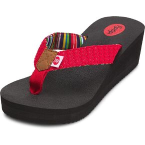 Floopi High Heel Wedge Sandals for Women-Comfort Yoga Mat Footbed for Support, Flip Flop Thong Platforms for Summer