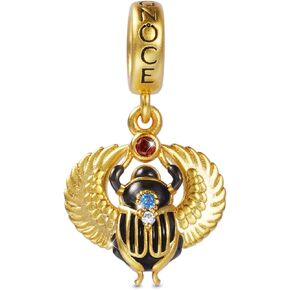 GNOCE Amulet Scarab Charms With Bracelet, S925 Sterling Silver Pendant Dangle Charm18K Yellow Gold Plated Jewelry Gift For Women Girls Wife Daughter Fit Bracelets/Necklace