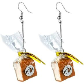 Mountainer Creative Handmade Mini Simulation Food Toast Dangle Earrings for Women Cute Bread Drop Earrings Funny Jewelry Gift