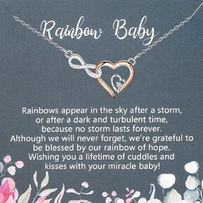 PLITI Rainbow Baby Necklace Miscarriage Gift Loss Of Baby Sympathy Jewelry Memorial Gift Infinity Heart Pendant For Women