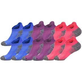 Athletic Running Ankle Socks for Men and Women Anti Blister Low Cut Pink+purple+blue Socks (X-Large 6 Pairs)