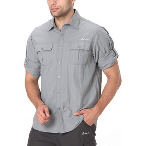 clothin Men's Long Sleeve Fishing Vented Shirt - Quick-Dry Roll-Up Lightweight Cooling Outdoor