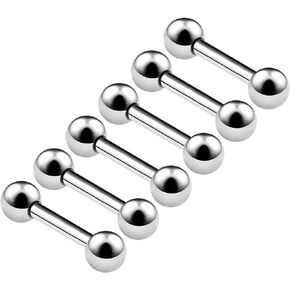 6PCS Stainless Steel Anodized Straight Barbell Ball Rook Eyebrow Daith Cartilage Earrings Tragus Piercing Jewelry