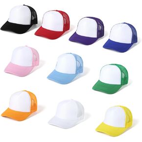 10 PCS Sublimation Blank Trucker Hats, Plain Trucker Cap Foam Front High Crown Mesh Back Trucker Hat, DIY Custom Baseball Caps Bulk Adjustable Snapback for Men Women