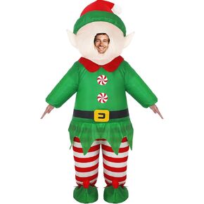 Liliful Christmas Elf Inflatable Costume Adult Funny Blow Costume for Adult Men Women Christmas Halloween Holiday Cosplay Party