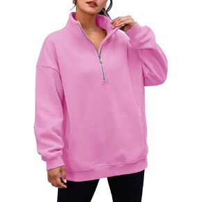 KOSATRUR Women's Half Zip Oversized Sweatshirts Fleece Pullover Long Sleeve Hoodies Casual with Pockerts Fall winter