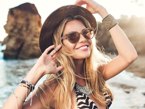 FEISEDY Sunglasses Women, Round Polarized Fashion Sunglasses, Trendy Style UV Protection Sunnies B4127 in Saudi Arabia