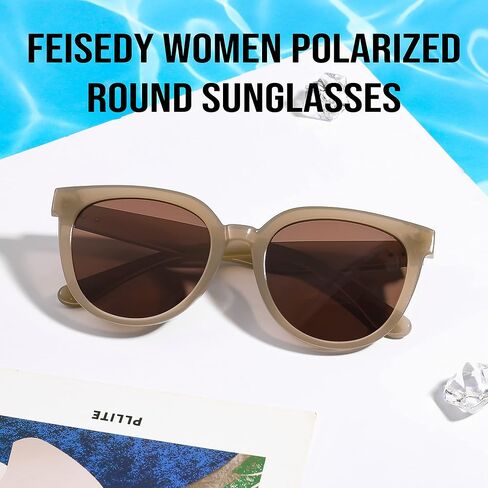 FEISEDY Sunglasses Women, Round Polarized Fashion Sunglasses, Trendy Style UV Protection Sunnies B4127 in Saudi Arabia