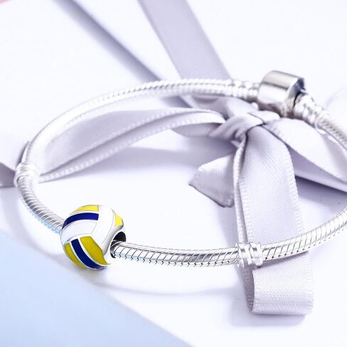 Rugby Charms Baseball Charms Volleyball Charms Sports Charms Sterling Silver Super Bowl Fans Ball Bead for Pandora Bracelet Charms in Saudi Arabia