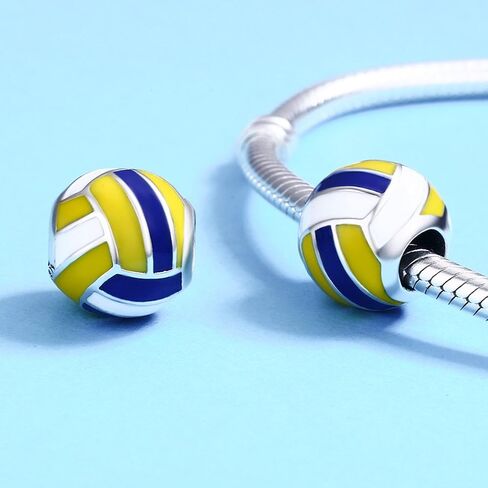 Rugby Charms Baseball Charms Volleyball Charms Sports Charms Sterling Silver Super Bowl Fans Ball Bead for Pandora Bracelet Charms in Saudi Arabia